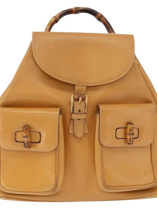 GUCCI Bamboo Backpack Leather Brown Gold main image 4